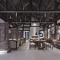 Traditional Chinese Interior Design With Wooden Ceiling Carved Screens And Elegant Furniture