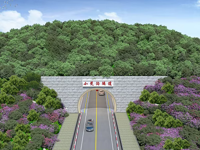 Muwangang Bridge Scenic View With Green Hills Lush Vegetation And Road Vehicles 3d model