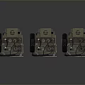 Three Vintage Brown Telephones With Black Cables And Buttons On Dark Surface