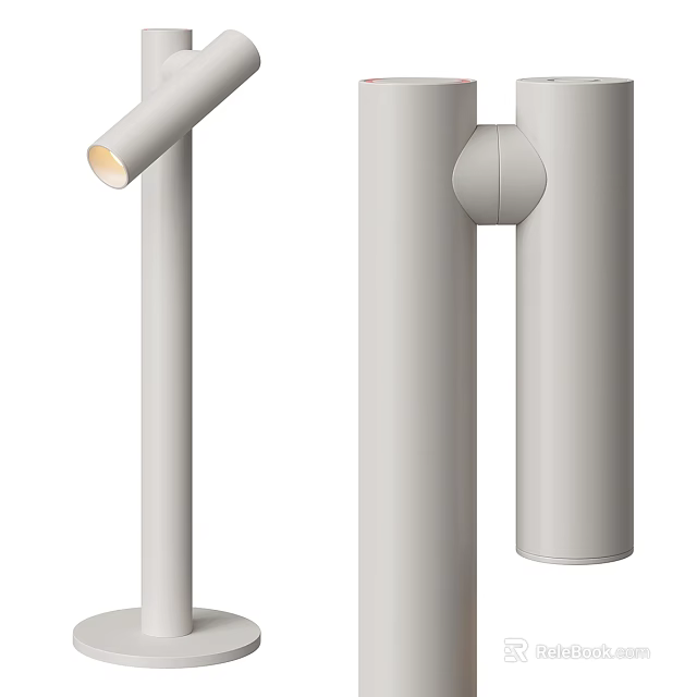 Modern Minimalist Table Lamp With Adjustable Arm And Sleek Cylindrical Pole 3d model 