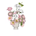 Elegant Ceramic Vase Arrangement With Pink And White Roses Peonies For Home Decor