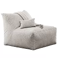 Comfortable Gray Bean Bag Chair With Soft Pillow And Cozy Blanket 3d model