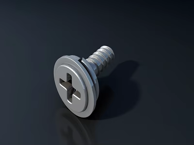 Phillips Head Metal Screw With Washer For Hardware Tool Applications 3d model