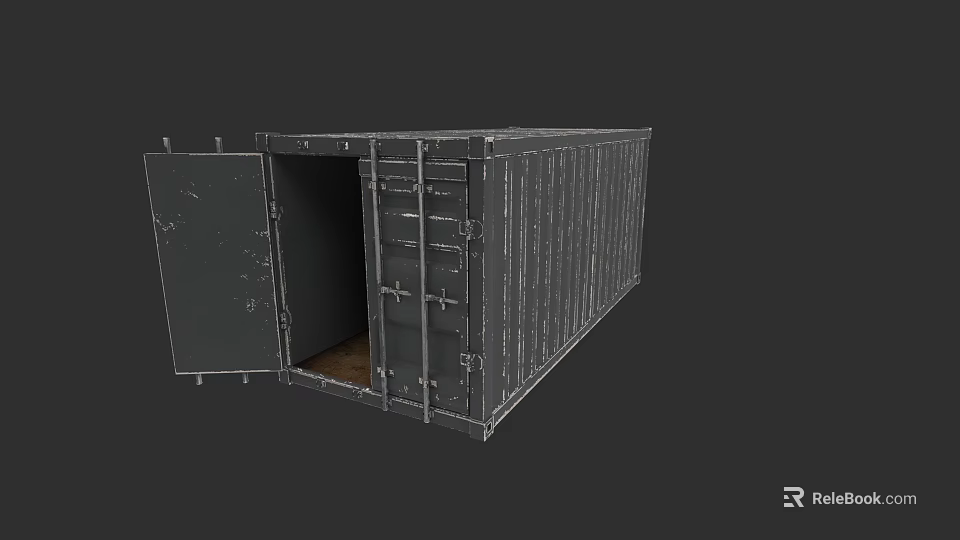 Open Door Shipping Container Building With Metal Structure And Interior Space 3d model 