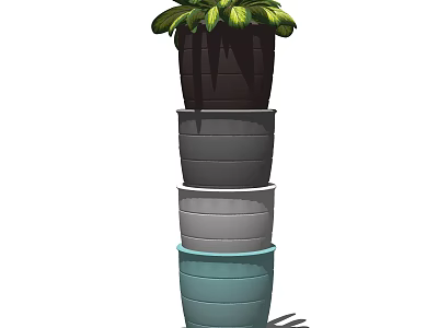 Bonsai Potted Plant With Stacked Planters And Lush Green Foliage 3d model