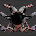 Colorful Spotted Octopus Featuring Vibrant Green Blue Orange Body And Pink Tentacles On Black Background