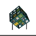 Interactive Green Cube Playground Equipment With Grid Design And Colorful Climbing Panels For Kids