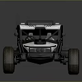 White Off Road Buggy With Open Cockpit Large Tires And Roof Antenna