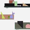 Modern Wall Mounted Shelving Units With Geometric Decor Vase Plant And Pencils