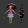 Anime Girl In Purple Dress With Decorative Umbrella Eye Patterned Ornament And Falling Shattered Pieces