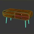 Oval Shaped Wooden Dining Table With Drawer Open Shelf And Slender Legs