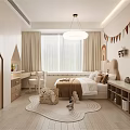 Warm Cozy Kids Bedroom Interior With Plush Toys Bunting Decorations And Wooden Furniture
