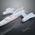 White Spaceship 3D Model Featuring Orange Stripes Twin Engines Aerodynamic Design For Space Exploration