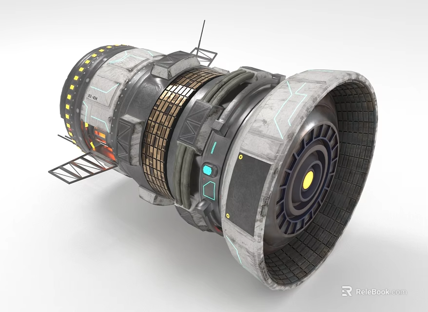 Futuristic Cosmic Spacecraft Thruster With Intricate Mechanical Structure And Metallic Components 3d model 