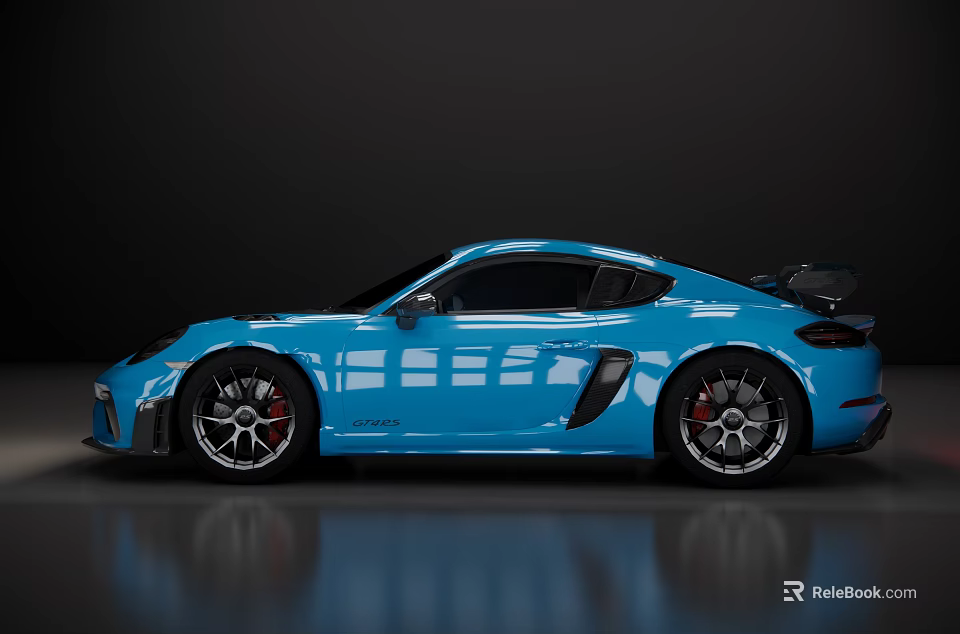 Blue Shiny Sports Car With Sporty Design Rear Spoiler And Alloy Wheels 3d model 