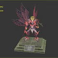 Alone Heroes Heroic Character With Blue Wings And Armor On Statue Base