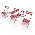 Red Folding Patio Chairs With Metal Frame Striped Seats Outdoor Furniture