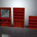 Wooden Furniture Set Including Mirror Cabinet And Various Size Bookshelves