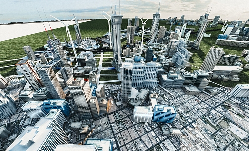 Modern City Future Technology City Doomsday 3d model