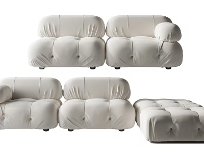 Modern Two Seater Sofa With Plush Tufted Design Soft Fabric Upholstery And Modular Sections 3d model