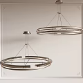 Two Modern Circular Metal Chandeliers With Ring Design Hanging For Interior Decor 3d model