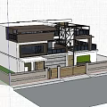 Modern Detached Villa Featuring Glass Curtain Wall Courtyard Car Parking And Greenery