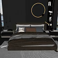 Double Bed with Upholstered Headboard and Decorative Pillows in Modern Bedroom with Nightstands and Warm Lighting