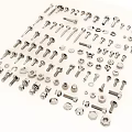 Assorted Metal Fasteners Including Bolts Nuts Screws And Washers On White Surface 3d model