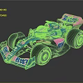 Blue And Pink Formula One Car With BWT Logo Aerodynamic Design And Tires