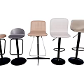 Stylish Bar Stools With Various Designs Different Colors And Black Metal Frames 3d model