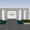 Modern Industrial Park Entrance Gate Design With Glass Doors And Symmetrical Landscaping