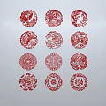 Chinese-style window grilles silhouette pane window sill border openwork window 3d model