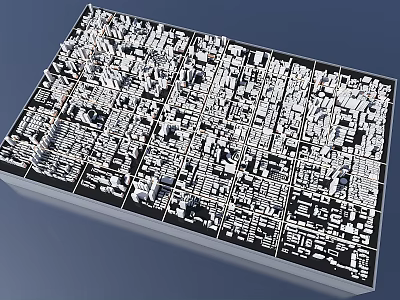Detailed 3D City Model With Grid Layout Buildings And Streets 3d model