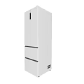 Modern White Three Door Refrigerator Freezer with Elegant Interior Design 3d model