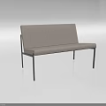 Modern Two Seater Sofa With Light Gray Fabric And Black Metal Legs