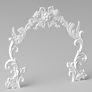 European-style Arch Wedding Bubble Carved Door 3d model