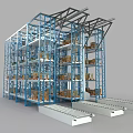 Industrial Warehouse Storage Racks With Multi Tier Metal Frames And Storage Boxes 3d model