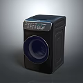 Modern Black Washing Machine With Digital Display Control Panel And Round Door 3d model