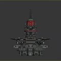Futuristic Space Tower Featuring Red Top Section And Multiple Platform Modules For Cosmic Missions 3d model