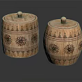 Decorative Carved Wooden Containers With Floral And Geometric Patterns On Lids