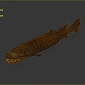 Brown Fish Model With Hair Like Body Texture And Open Mouth Showing Teeth