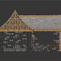 Traditional Stone Building With Gray Slate Roof And Wooden Support Beams