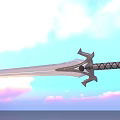 Fantasy Glowing Sword Weapon With Decorative Hilt And Metallic Blade In Sky
