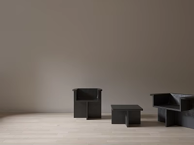 Modern Black Single Chair With Minimalist Design In Light Wall Wooden Floor Room 3d model