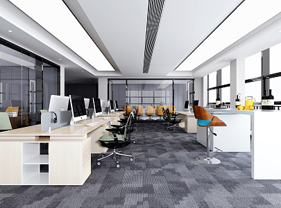 modern public office area office area 3d model