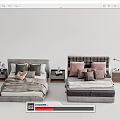 Stylish Double Beds Interior Design With Nightstands Pillows And Bed Sheets Decor 3d model