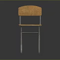 Wooden Chair With Metal Frame And Comfortable Seat Backrest Design