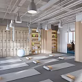 Spacious Fitness Studio with Yoga Mats Balls Suspension Rings Mirrors Windows Lockers