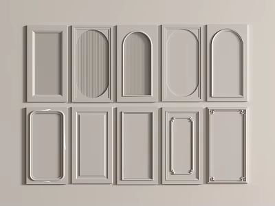 Various Decorative Door Panels With Different Shapes And Textured Designs For Home 3d model