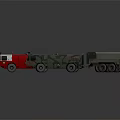 Assorted Model Trucks in Green Red and Camouflage Color Styles